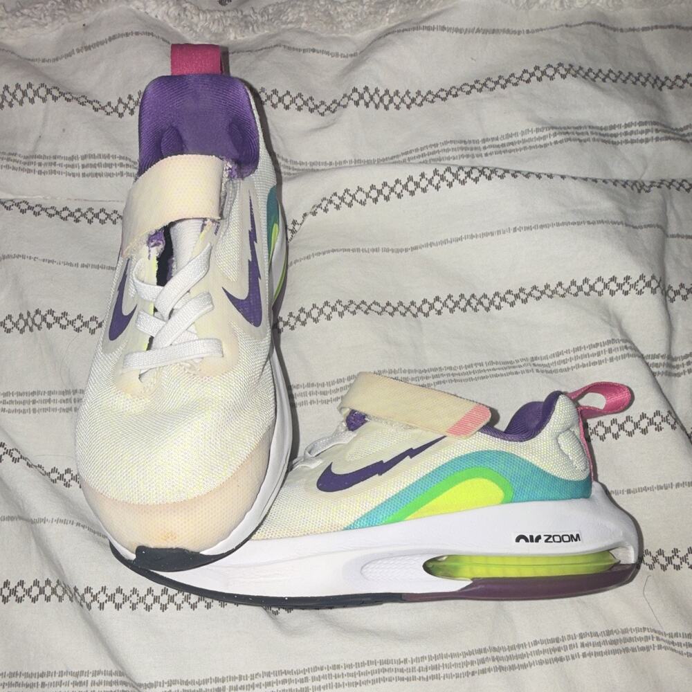 Nike Air Zoom Arcadia Unisex Kids Sneaker White/Purple/Green/Pink 12.5C